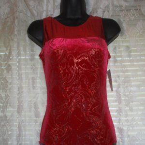 Vintage leotard dance practice costume 80s disco Stretch velvet mesh metalic